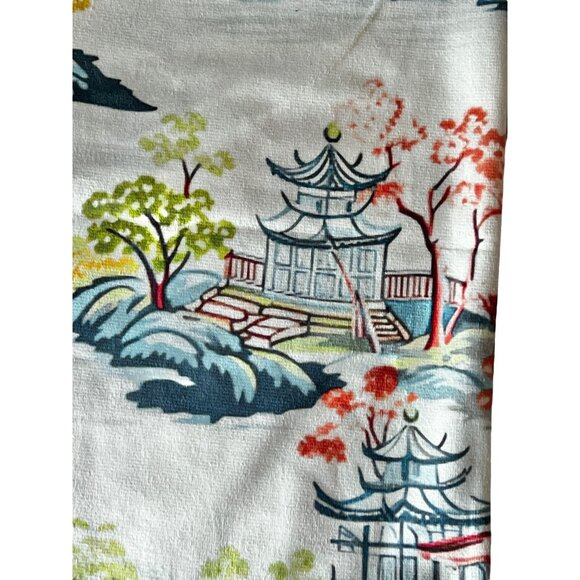 2 Plush 16” x 16” Pillow Covers Asian Scene Zipper Closure Multicolor - Picture 5 of 10